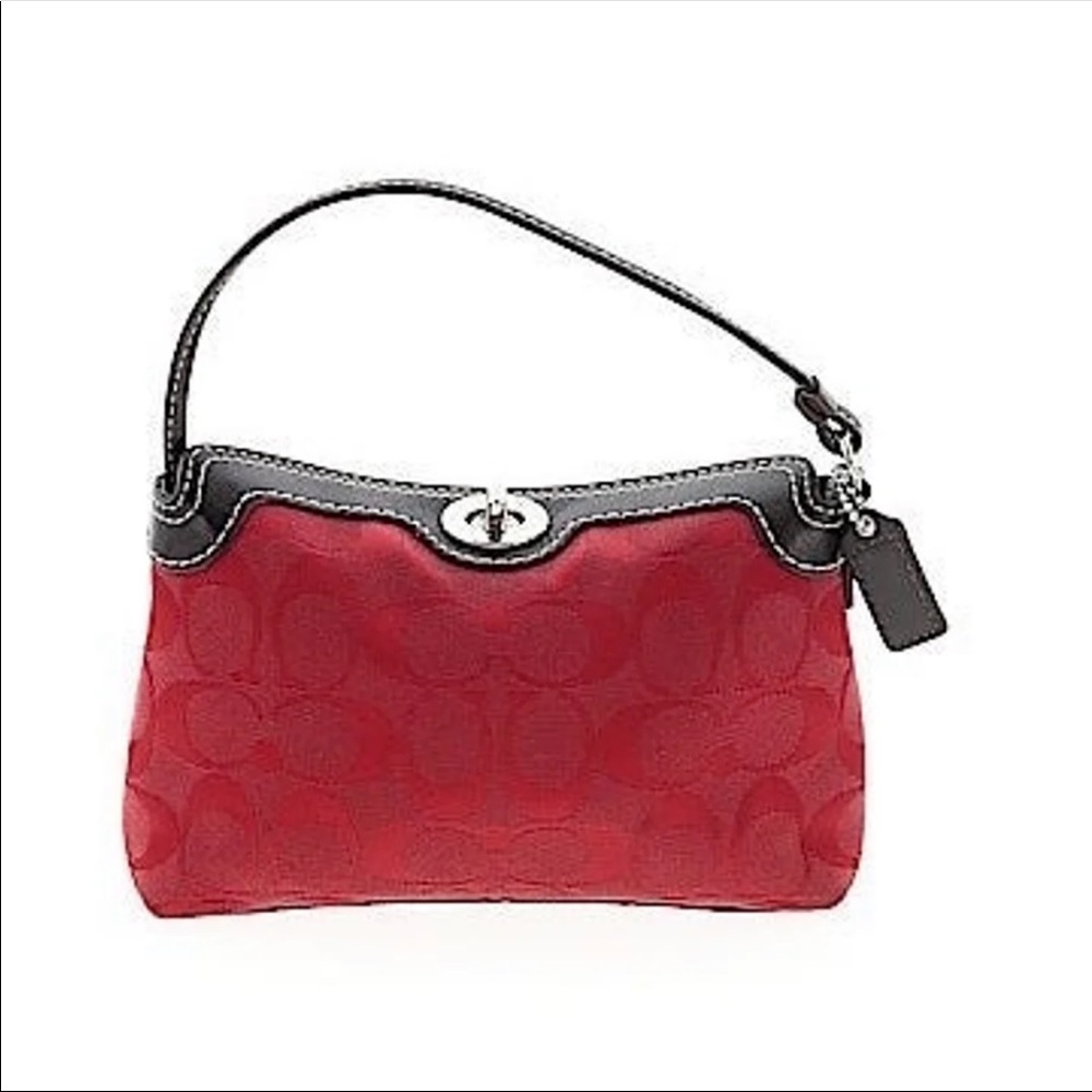 Coach Signature Canvas Wristlet w Toggle Closure